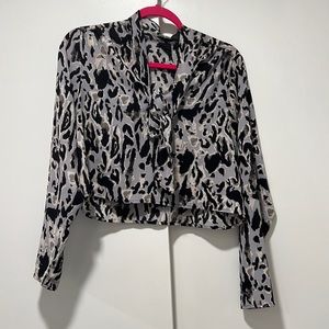 Leopard print top with neck tie
